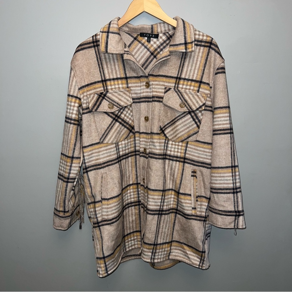 Plaid Fringe Jacket/Shacket - Picture 3 of 7